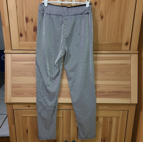 Navy Striped Stretchy Satin Pants - Picture 3 of 5